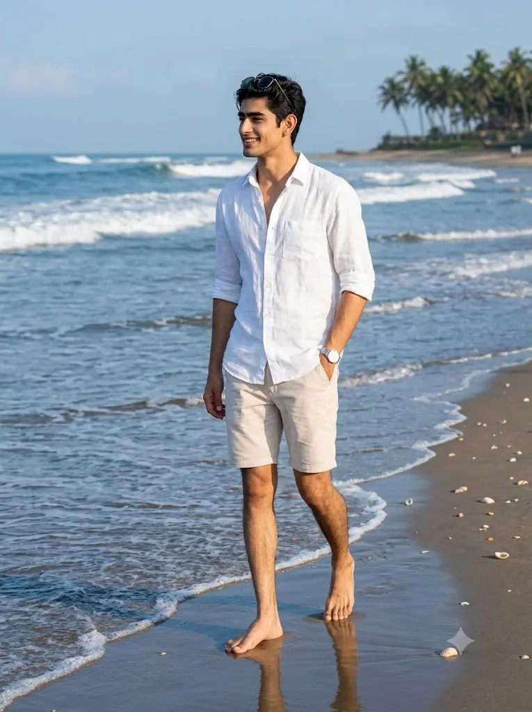 Beach Shoreline Walking Gemini AI Prompt