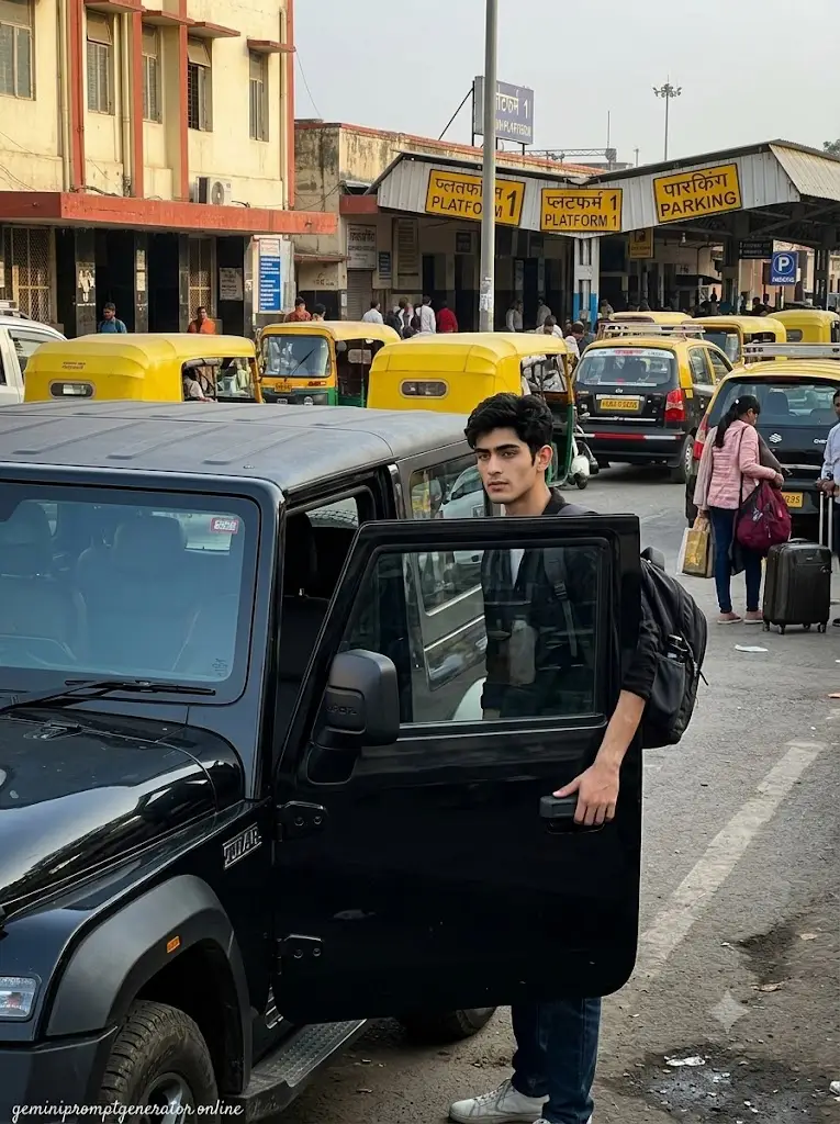Mahindra Thar Railway Station Prompt