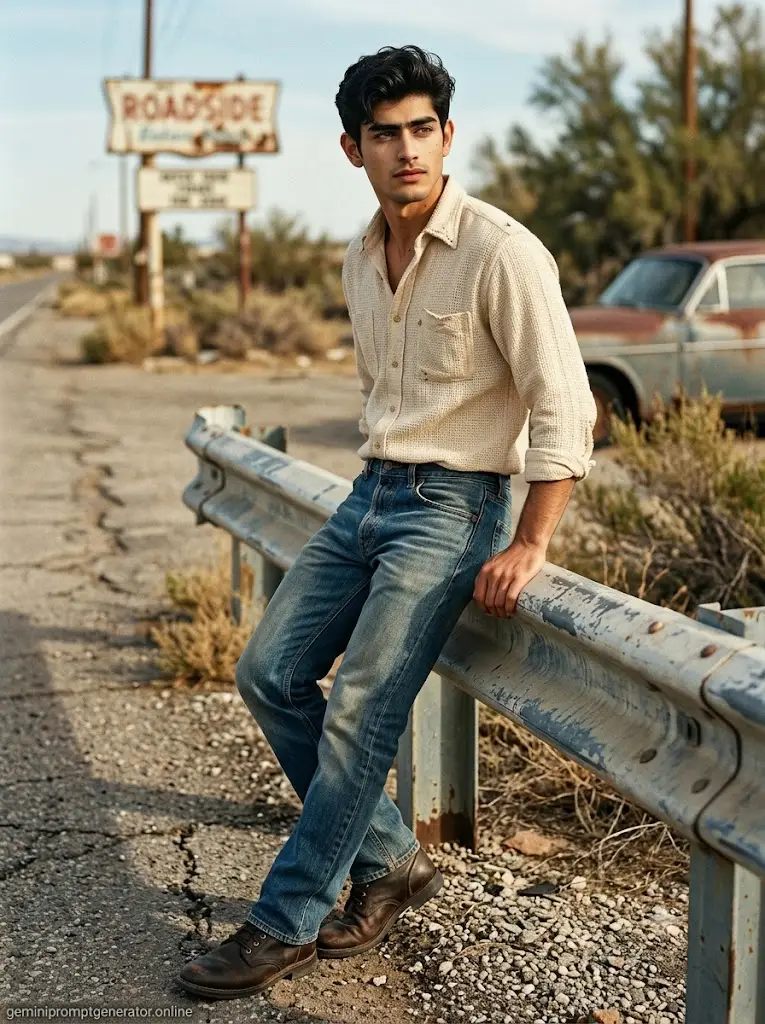 Realistic 1990s retro boy photo featuring classic denim style and analog camera look created with Gemini AI.